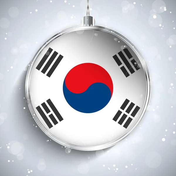 Merry christmas bal met vlag Zuid-korea — Stockvector