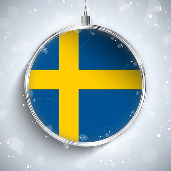 Gledelig juleball med Flagg Sverige – stockvektor