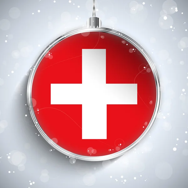 Feliz Bola de Natal com Bandeira Suíça — Vetor de Stock