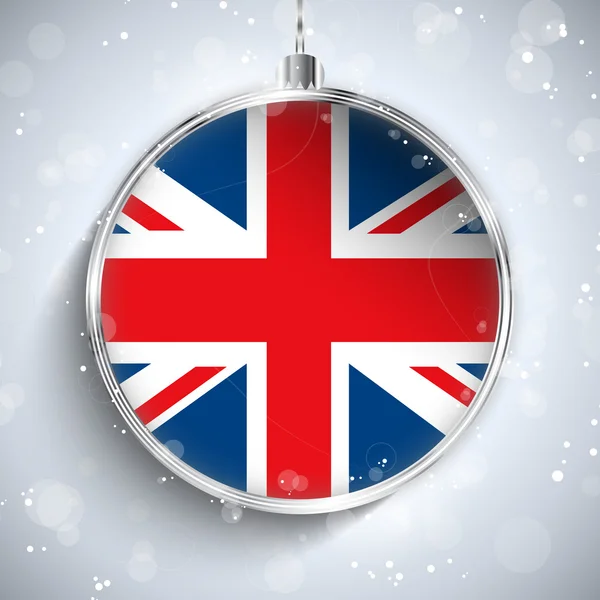 Merry Christmas Ball with Flag United Kingdom — Stock Vector