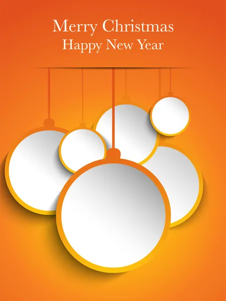 Joyeux Noël boules de papier orange suspendues — Image vectorielle