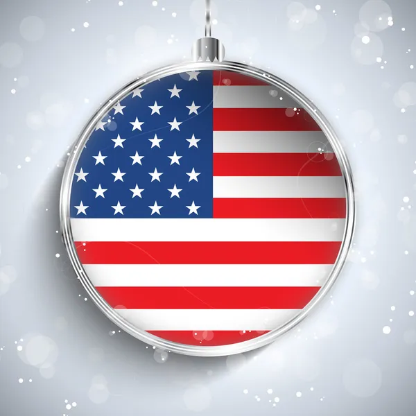 Joyeux Noël boule avec drapeau États-Unis — Image vectorielle