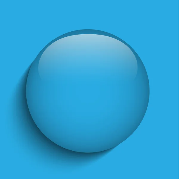 Blauw glas cirkel knop op rode achtergrond — Stockvector