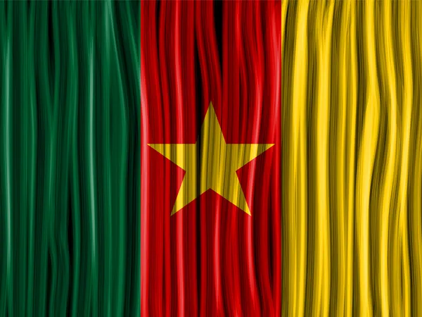 Textura de tela de onda de bandera de Camerún — Vector de stock