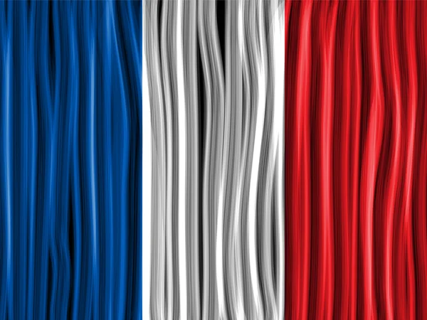 Frankreich Flagge Welle Stoff Textur — Stockvektor