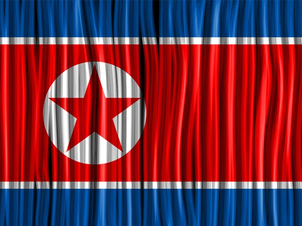 North Korea Flag Wave Fabric Texture — Stock Vector