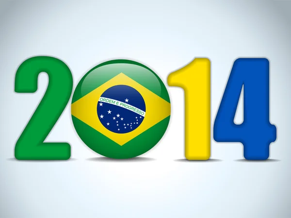 Brasil 2014 Fútbol con Bandera de Brasil — Vector de stock