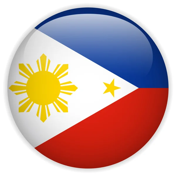 Botón brillante de la bandera de Filipinas — Stockvector