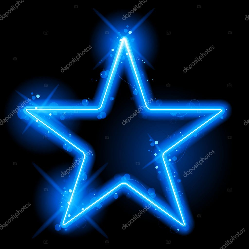 Vector - Blue Star Border with Sparkles and Swirls