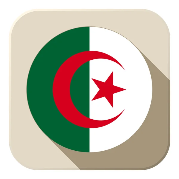 Icône de bouton de drapeau d'Algérie moderne — Image vectorielle