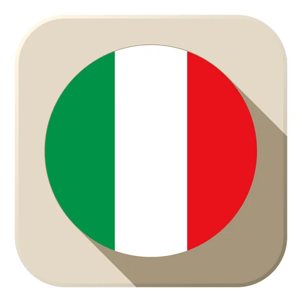 Italia Bandiera Icona con Pulsante Moderna — Vettoriale Stock