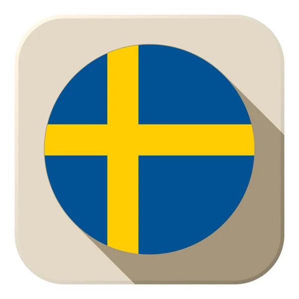 Svezia Bandiera Button Icona Moderna — Vettoriale Stock