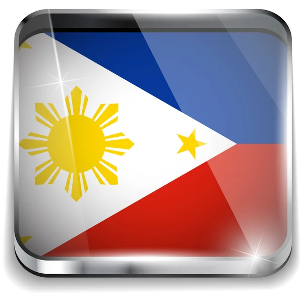 フィリピンの旗アプリケーション正方形ボタン — ストックベクタ