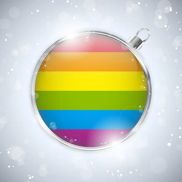 Drapeau gay joyeux boule de Noël — Image vectorielle