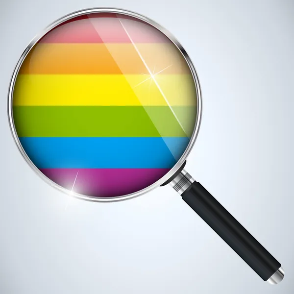 Bouton rayé de cercle de drapeau gay — Image vectorielle