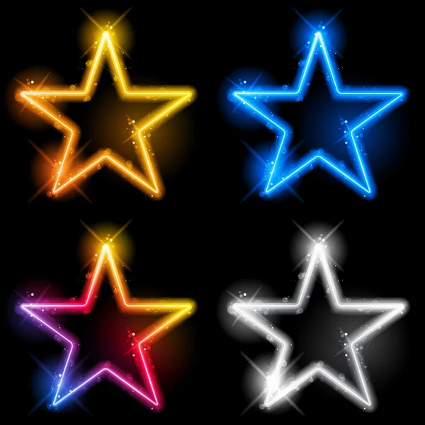 Estrellas de neón brillantes — Vector de stock