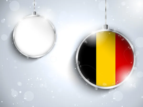 Merry Christmas Silver Ball with Flag Belgium — Stock Vector