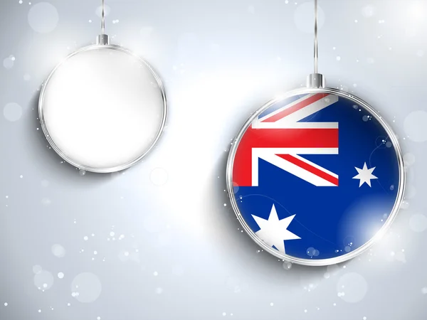 Feliz Navidad Bola de Plata con Bandera Australia — Vector de stock