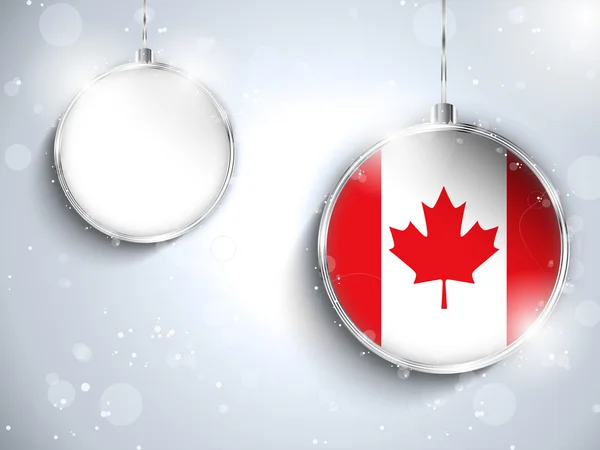 Merry Christmas Silver Ball with Flag Canada — Stock Vector