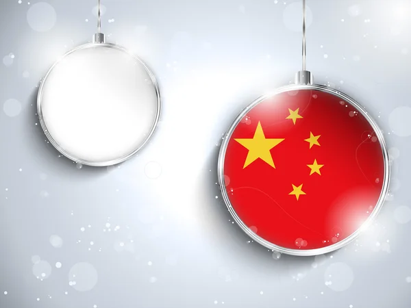 Веселый Рождественский Серебряный шар с Китаем — стоковый вектор