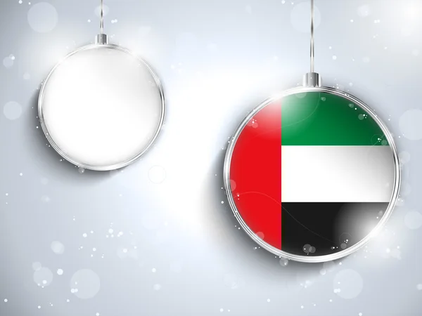 Merry Christmas Silver Ball with Flag Emirates — Stock Vector