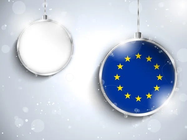 Feliz Natal Bola de Prata com Bandeira Europa —  Vetores de Stock