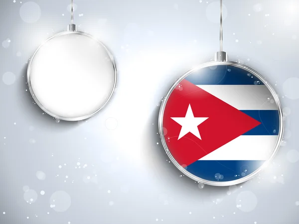 Merry Christmas Silver Ball with Flag Cuba — Stock Vector