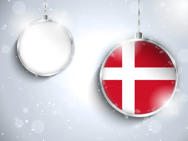 Buon Natale palla d'argento con bandiera Danimarca — Vettoriale Stock