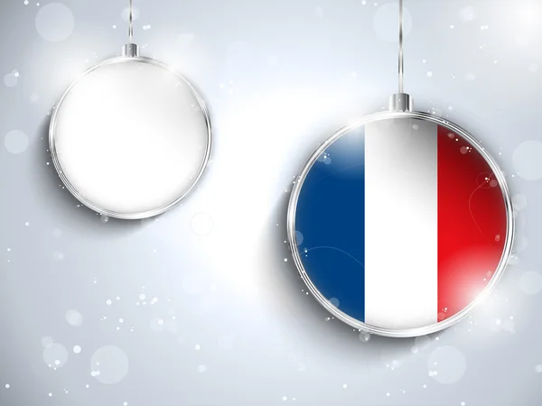 Veselé Vánoce, stříbrné koule s vlajky Francie — Stockový vektor