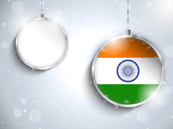 Feliz Natal Bola de Prata com Bandeira Índia — Vetor de Stock