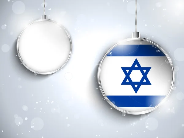 Buon Natale palla d'argento con bandiera Israele — Vettoriale Stock