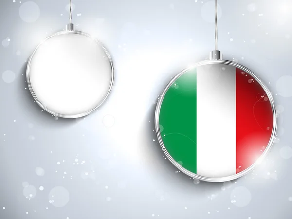 Buon Natale Ballo d'Argento con Bandiera Italia — Vettoriale Stock