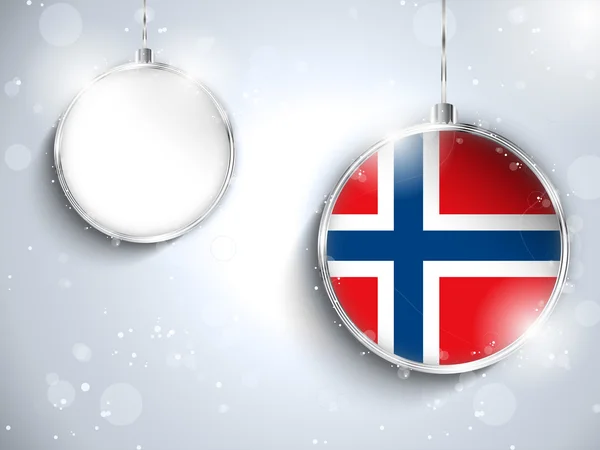 Joyeux Noël boule d'argent avec drapeau Norvège — Image vectorielle