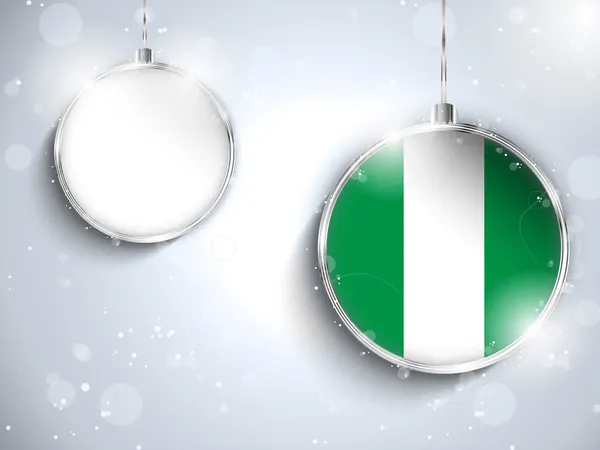 Merry Christmas Silver Ball with Flag Nigeria — Stock Vector