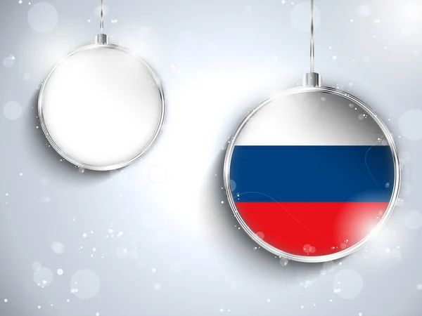 Buon Natale palla d'argento con bandiera Russia — Vettoriale Stock