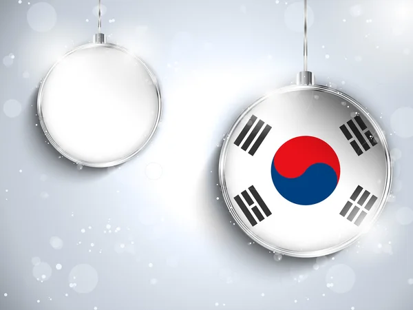 Selamat Natal Silver Ball dengan Bendera Korea Selatan - Stok Vektor