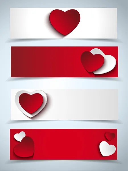 Valentines Day Set of Four Web Banners — Stock Vector