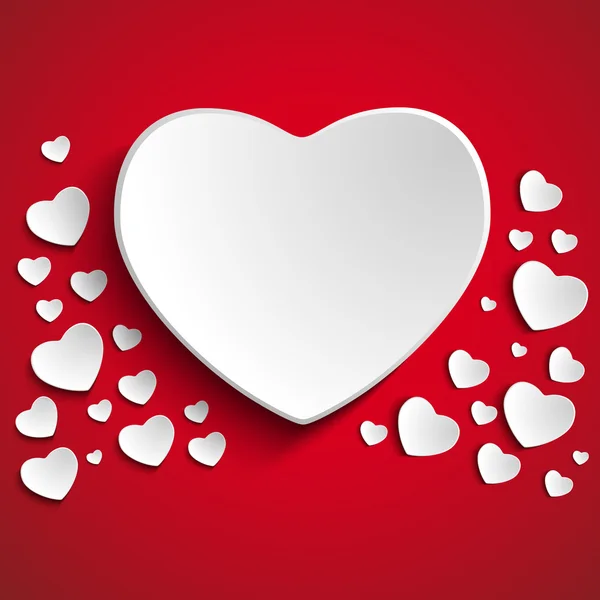 Valentine den srdce na červeném pozadí — Stockový vektor