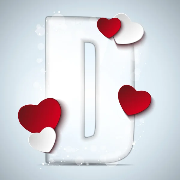 Lettere in alfabeto con cuore rosso San Valentino — Vettoriale Stock