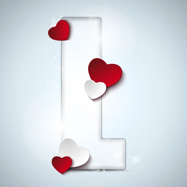Τα γράμματα αλφαβήτου με κόκκινη καρδιά Βαλεντίνου — Διανυσματικό Αρχείο