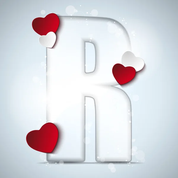 Letras del alfabeto con corazón rojo San Valentín — Vector de stock