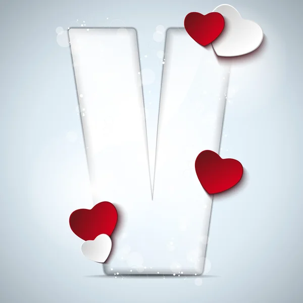Alfabe harfleri ile kırmızı kalp Sevgililer günü — Stok Vektör