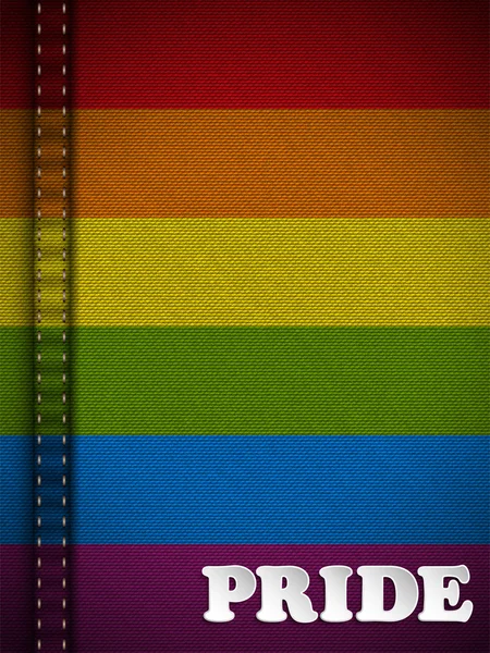 Bouton drapeau gay sur la texture du tissu Jeans — Image vectorielle