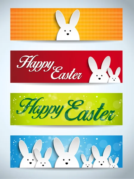 Conejo de Pascua Conejo Conjunto de Banners — Vector de stock