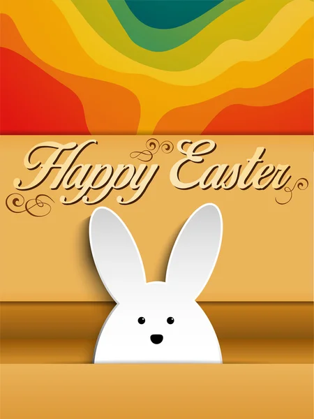 Happy Easter Rabbit Bunny on Rainbow Background — Stock Vector