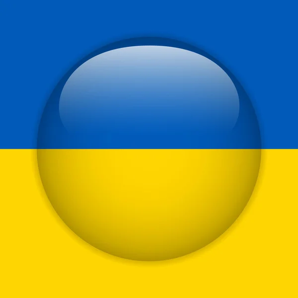 Ukraine Flag Glossy Button — Stock Vector