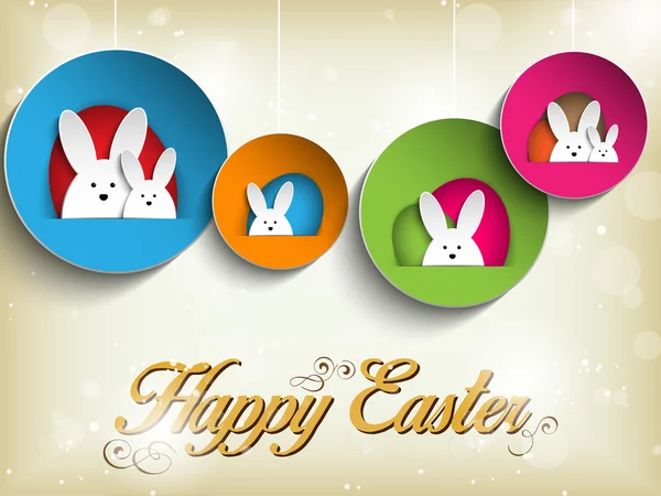快乐复活节兔子兔子复古背景上 — 图库矢量图片