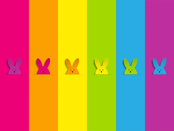 Lapin de Pâques sur fond arc-en-ciel — Image vectorielle