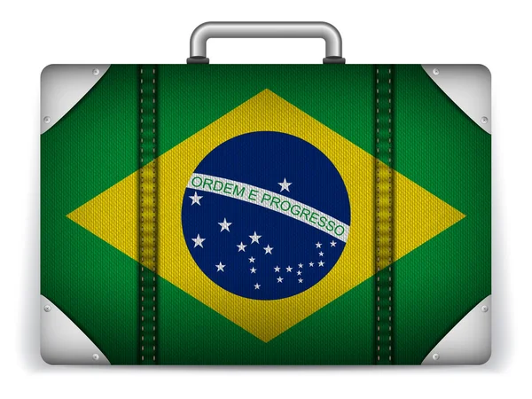 Brazil Travel Luggage with Flag for Vacation — Stock Vector