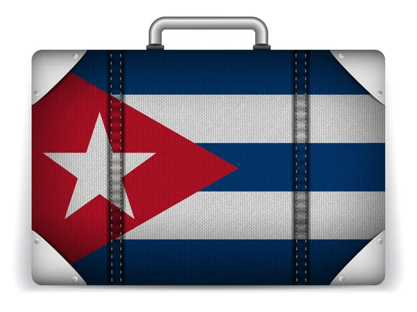 Cuba bagagem de viagem com bandeira para férias —  Vetores de Stock